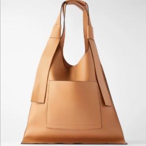 ZARA Flat Shopper Bag With Outer Pocket Purse